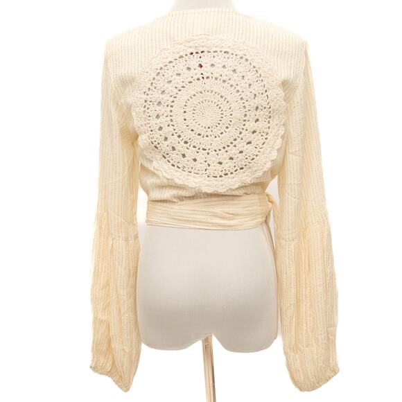 Raga Off White Jaya Wrap Crop Top Size Medium - Picture 3 of 12